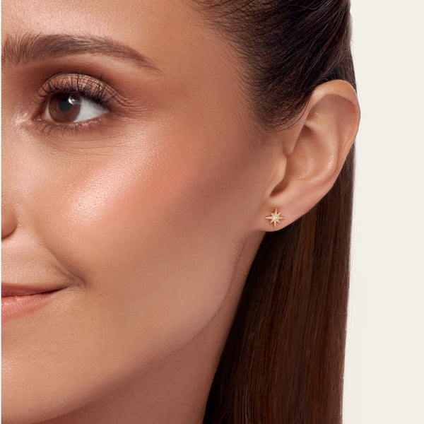 ARETES DESTELLO CON DIAMANTE EN ORO 18K - Secondary