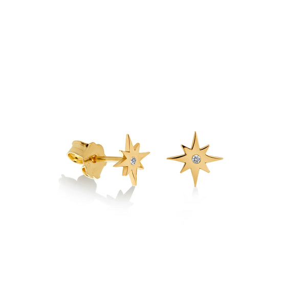 ARETES DESTELLO CON DIAMANTE EN ORO 18K