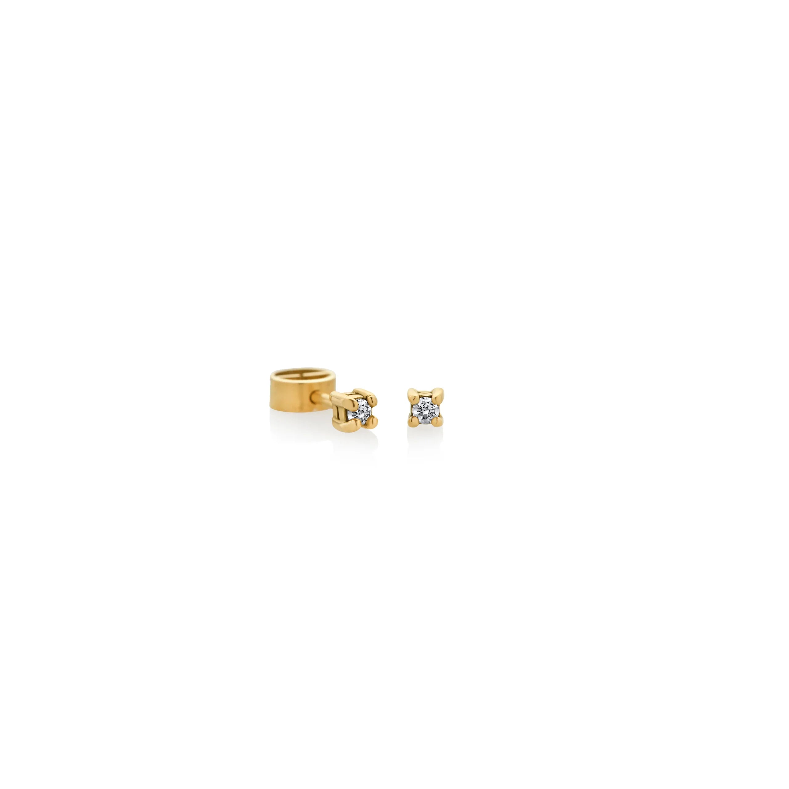 ARETES PIERCING DIAMANTES 0.06CT EN ORO 18K - Gallery 1