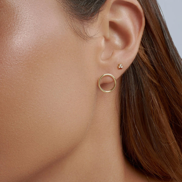 ARETES PIERCING TRIO DIAMANTES CHICOS EN ORO 18K - Secondary