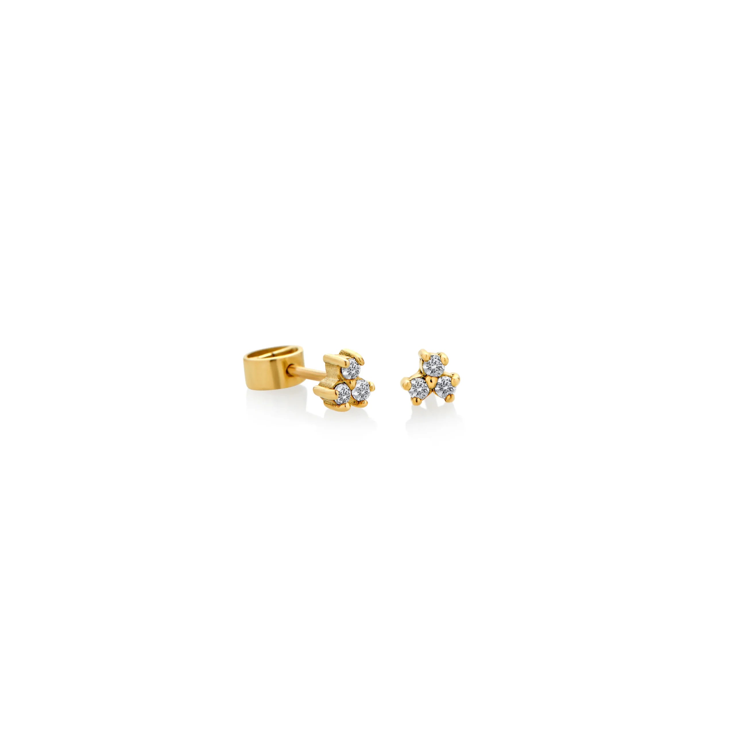 ARETES PIERCING TRIO DIAMANTES CHICOS EN ORO 18K - Gallery 1