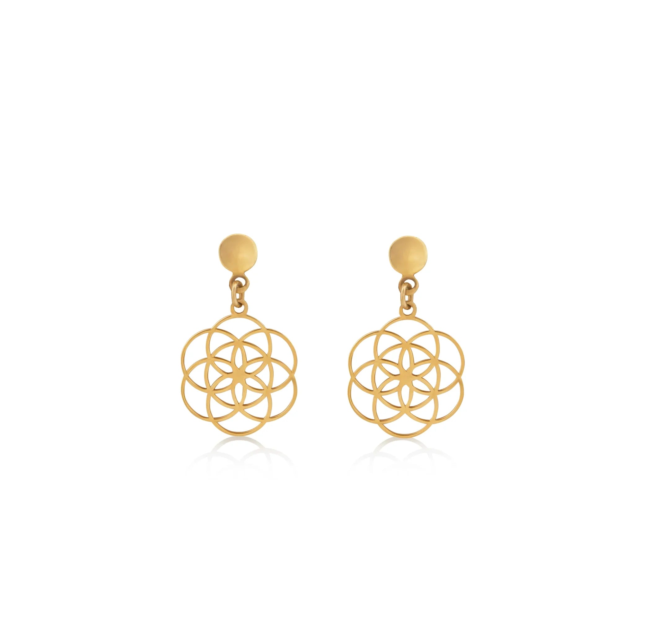 ARETES SEMILLA DE LA VIDA COLGANTES EN ORO 18K - Gallery 1