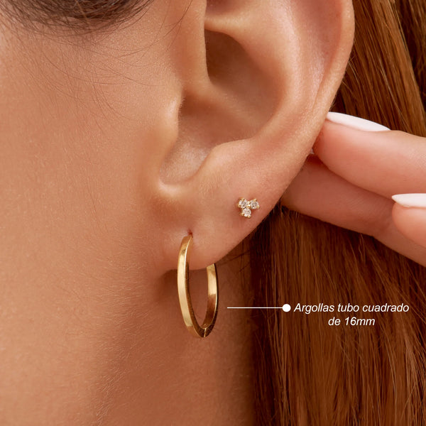 ARGOLLAS TUBO CUADRADO EN ORO 18K - Secondary