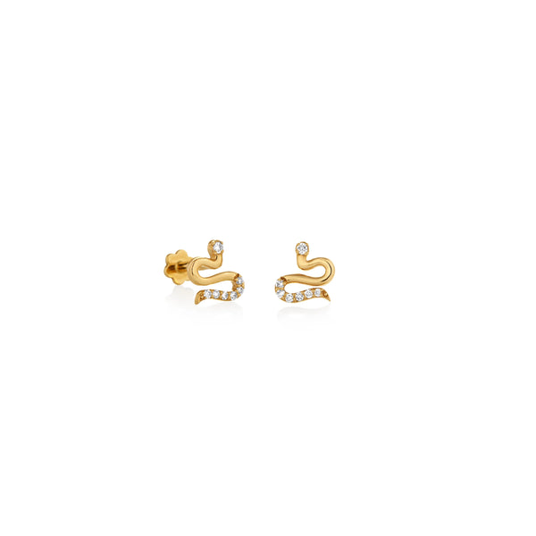 ARETES PIERCING DIAMANTES SERPIENTE EN ORO 14K
