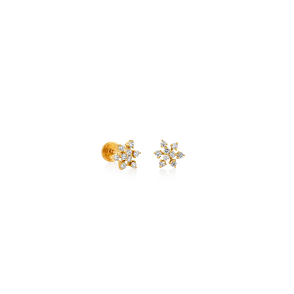 ARETES PIERCING ZIRCONES COPO DE NIEVE EN ORO 14K