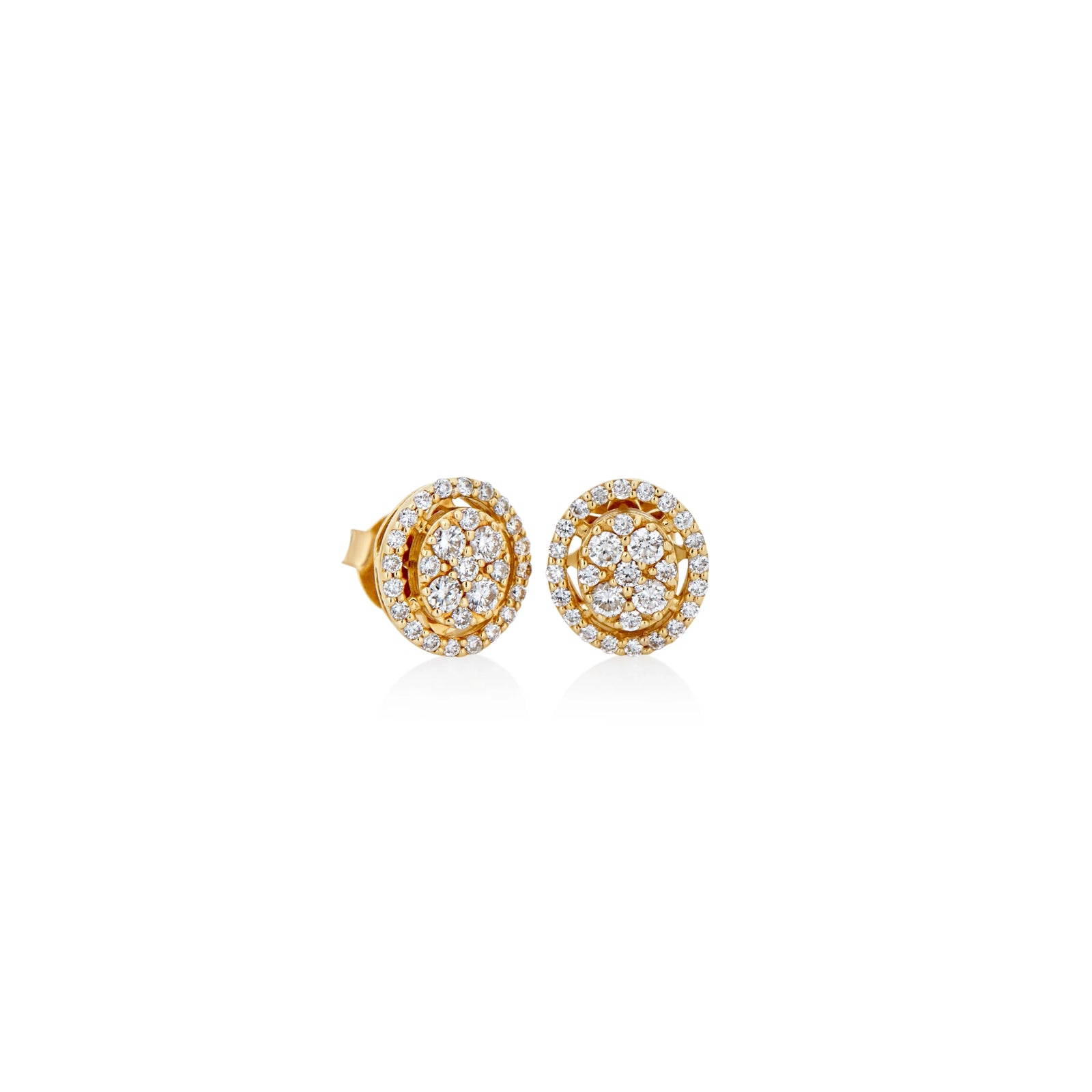 ARETES ROSETA DIAMANTES ÓVALO 0.53CT EN ORO 18K - Image 1
