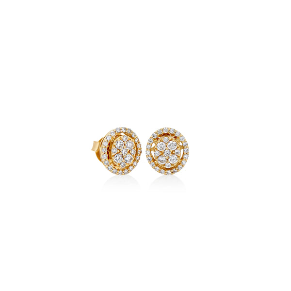 ARETES ROSETA DIAMANTES ÓVALO 0.53CT EN ORO 18K
