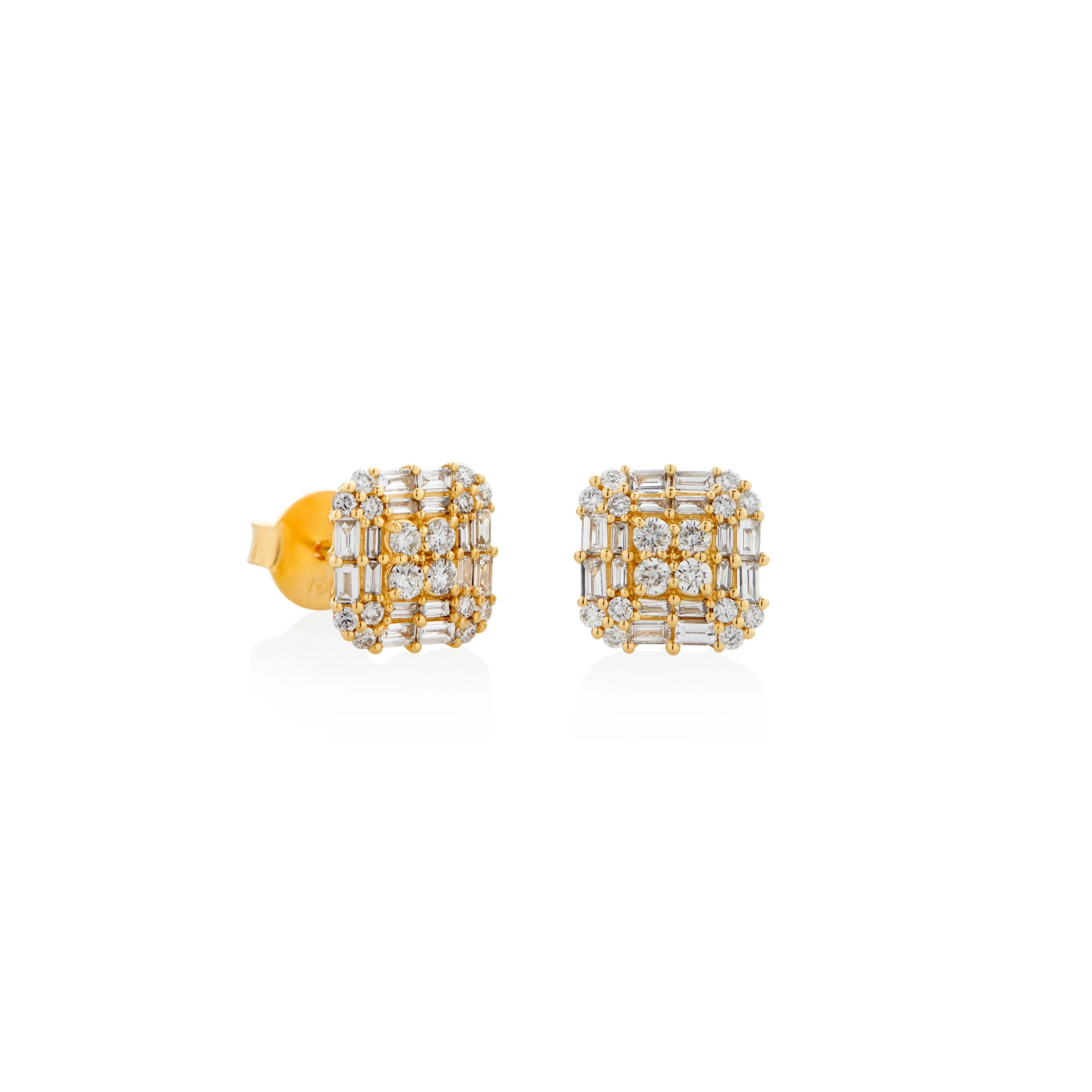 ARETES DIAMANTES CUADRADO EN ORO 18K - Gallery 1