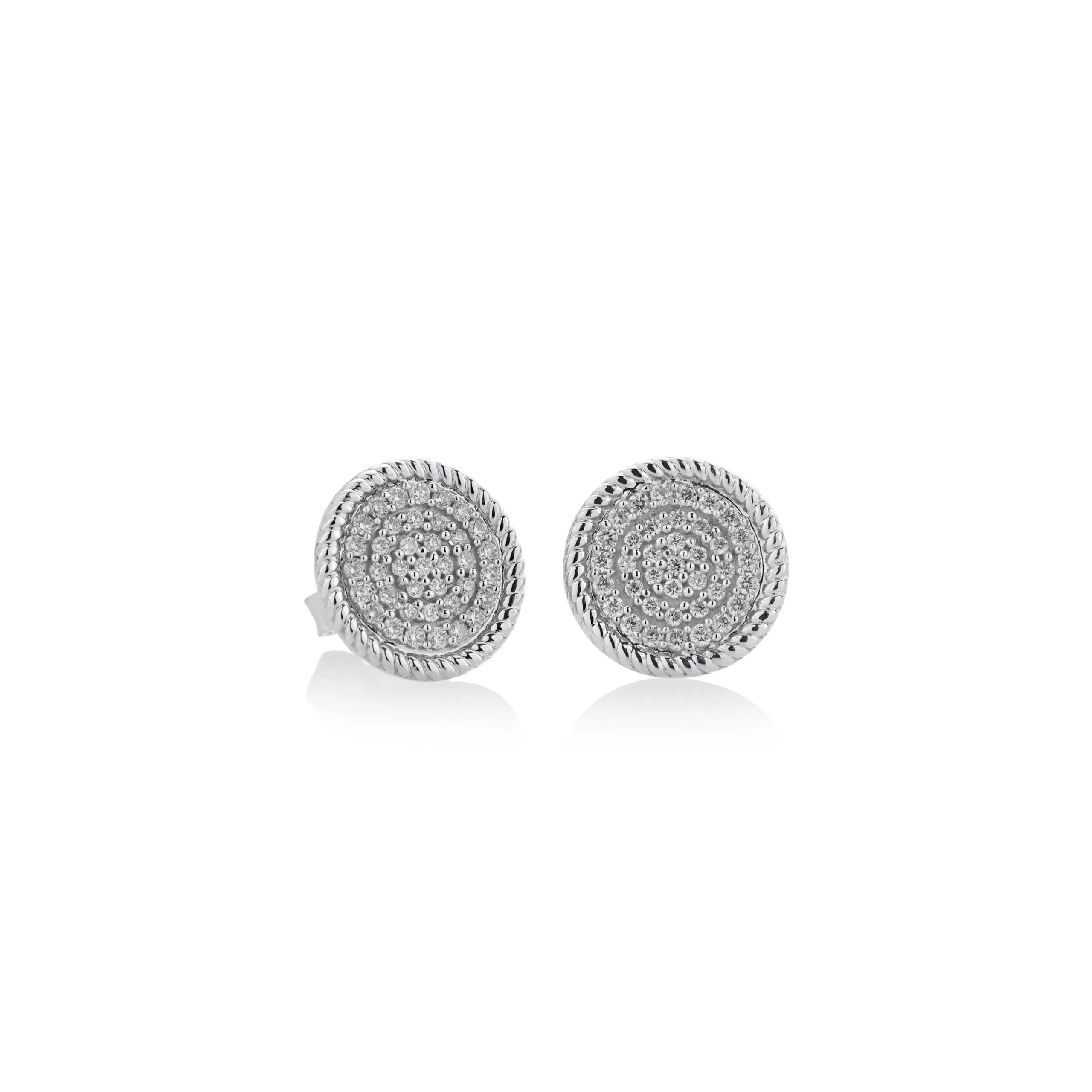 ARETES DIAMANTES BORDE ENTORCHADO EN ORO BLANCO 18K - Gallery 1