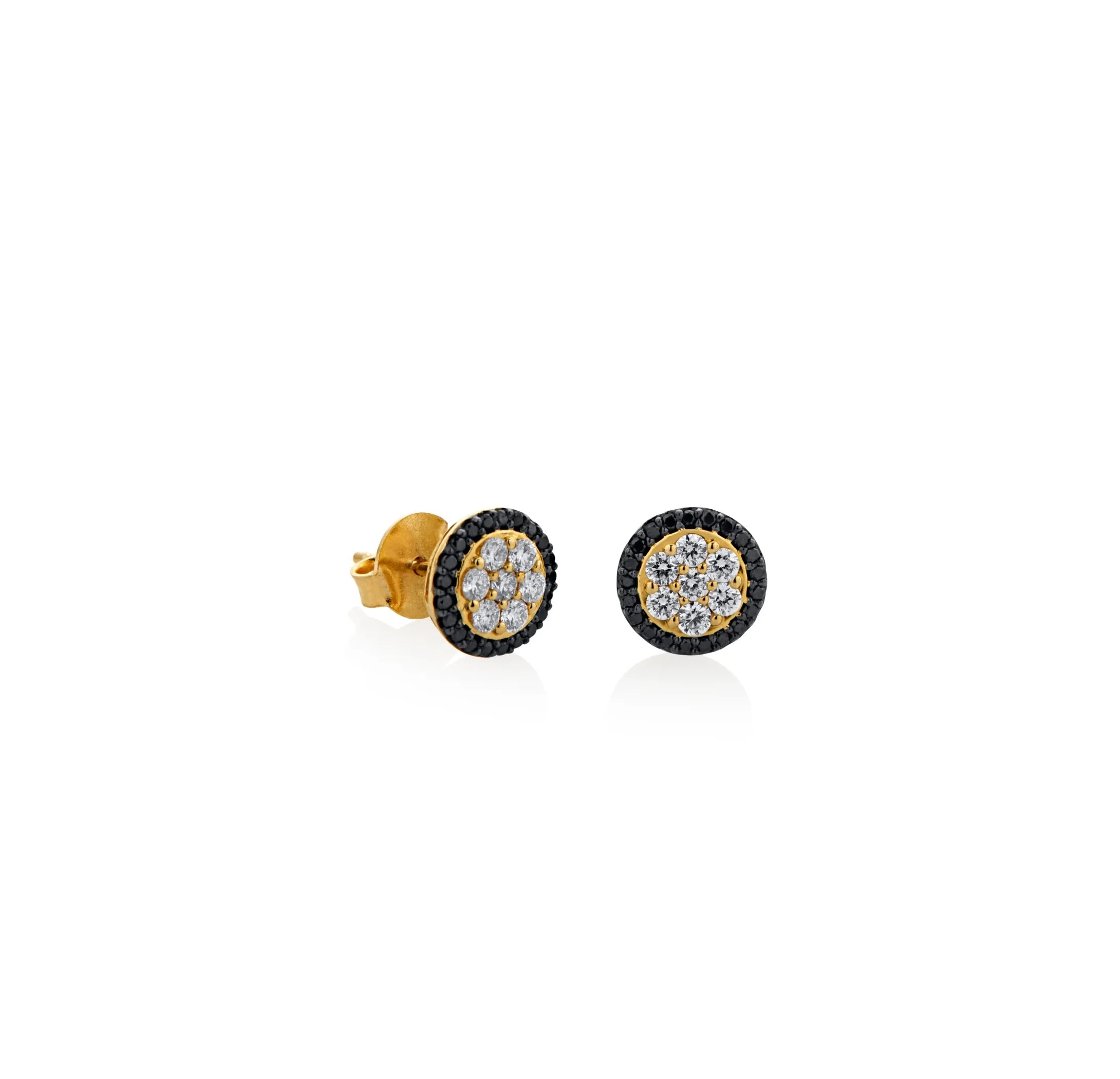 ARETES DIAMANTES NEGROS Y DIAMANTES EN ORO 18K - Gallery 1