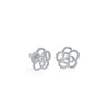 ARETES DIAMANTES FLOR EN ORO BLANCO 18K