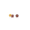 ARETES ROSETA MINI RODOLITAS EN ORO 18K