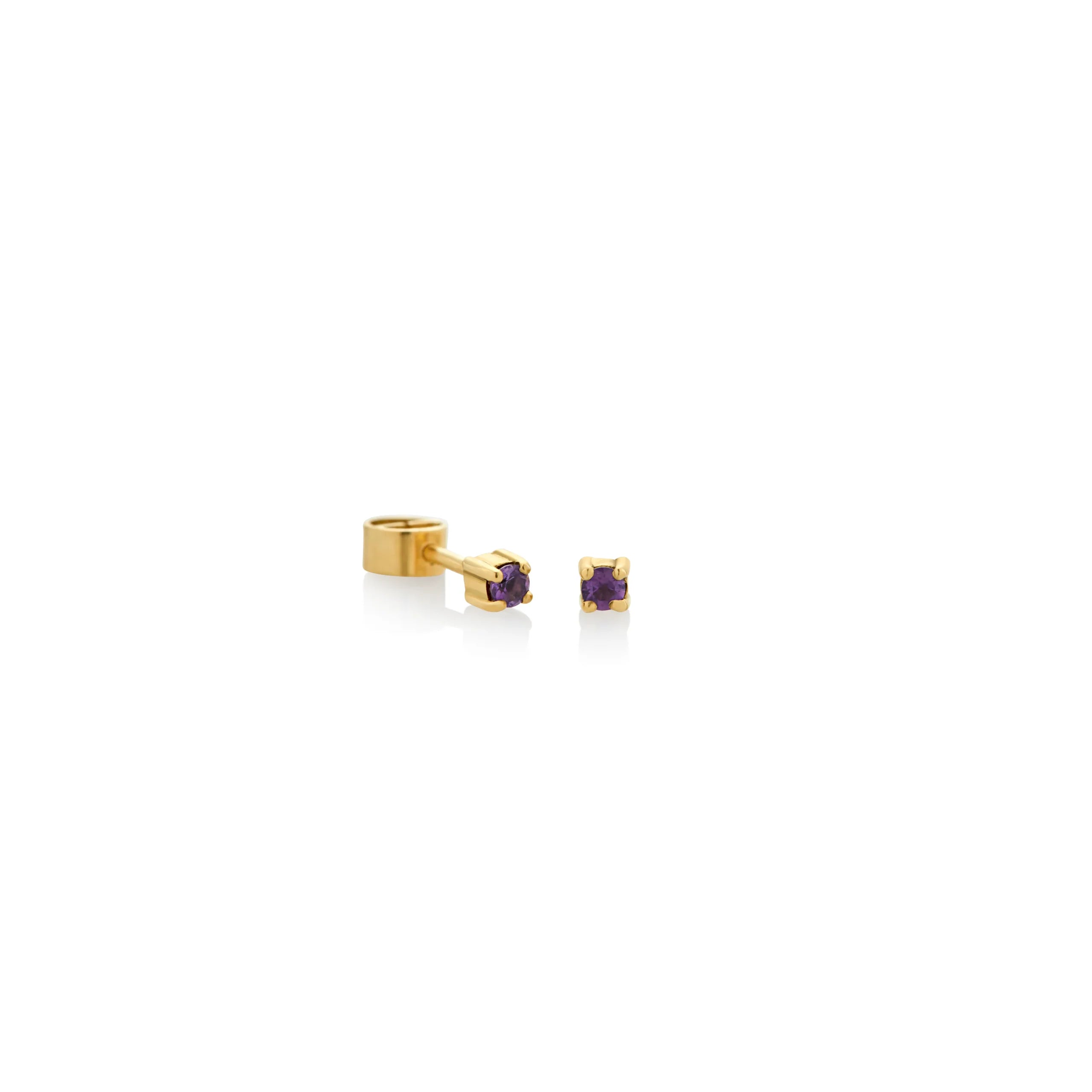 ARETES PIERCING PIEDRAS AMATISTA 0.06CT EN ORO 18K - Gallery 1