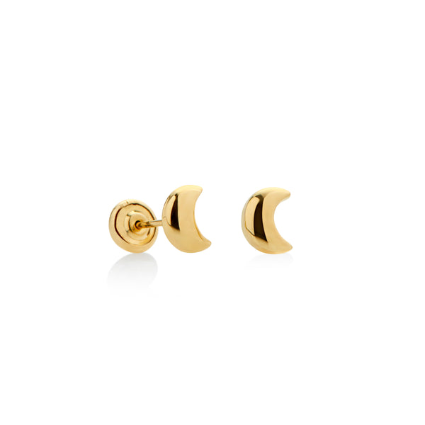 ARETES BEBE LUNA EN ORO 18K