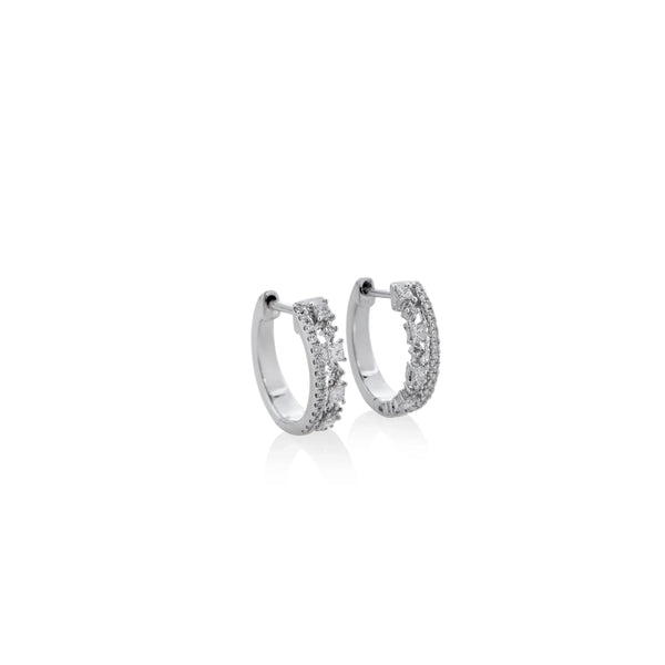 ARGOLLAS DIAMANTES DOBLE FILA EN ORO BLANCO 18K