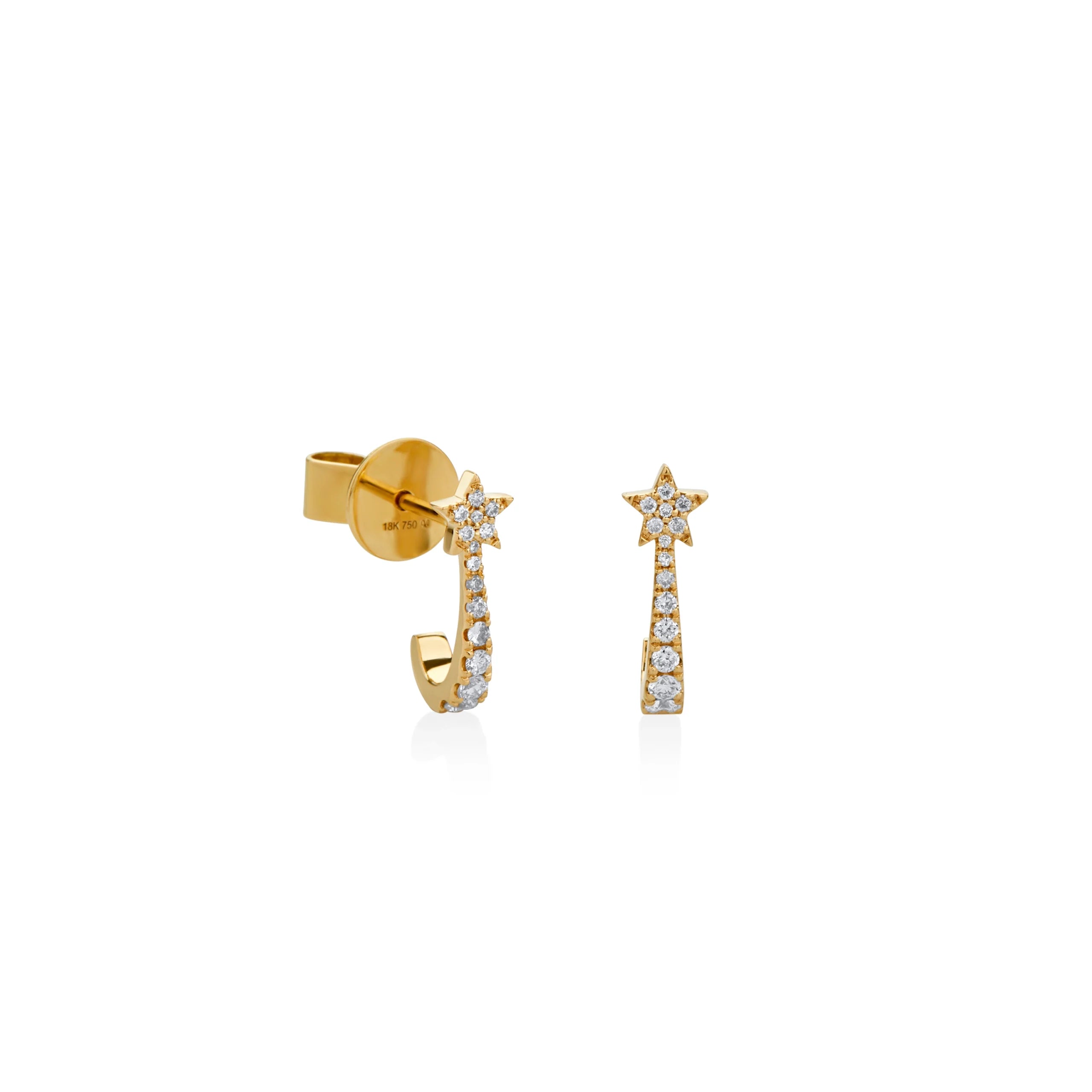 ARETES PIERCING ESTRELLA FUGAZ CON DIAMANTES EN ORO 18K - Gallery 1