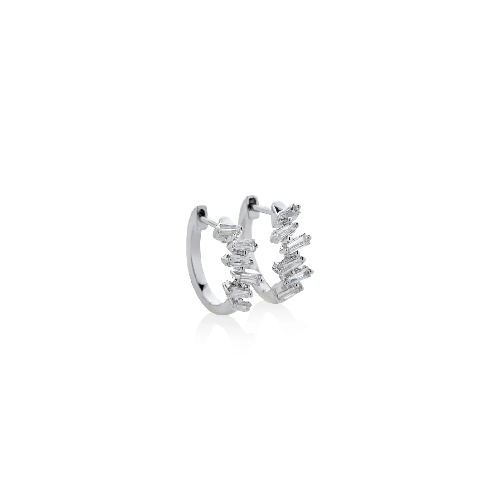 ARGOLLAS DIAMANTES TRAPECIO ESCALÓN EN ORO BLANCO 18K - Image 1