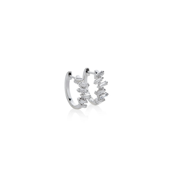 ARGOLLAS DIAMANTES TRAPECIO ESCALÓN EN ORO BLANCO 18K