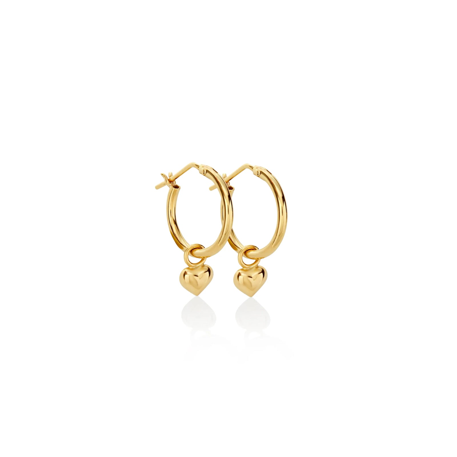 ARGOLLAS DELGADAS CON CORAZÓN BOMBÉ EN ORO 18K - Image 1