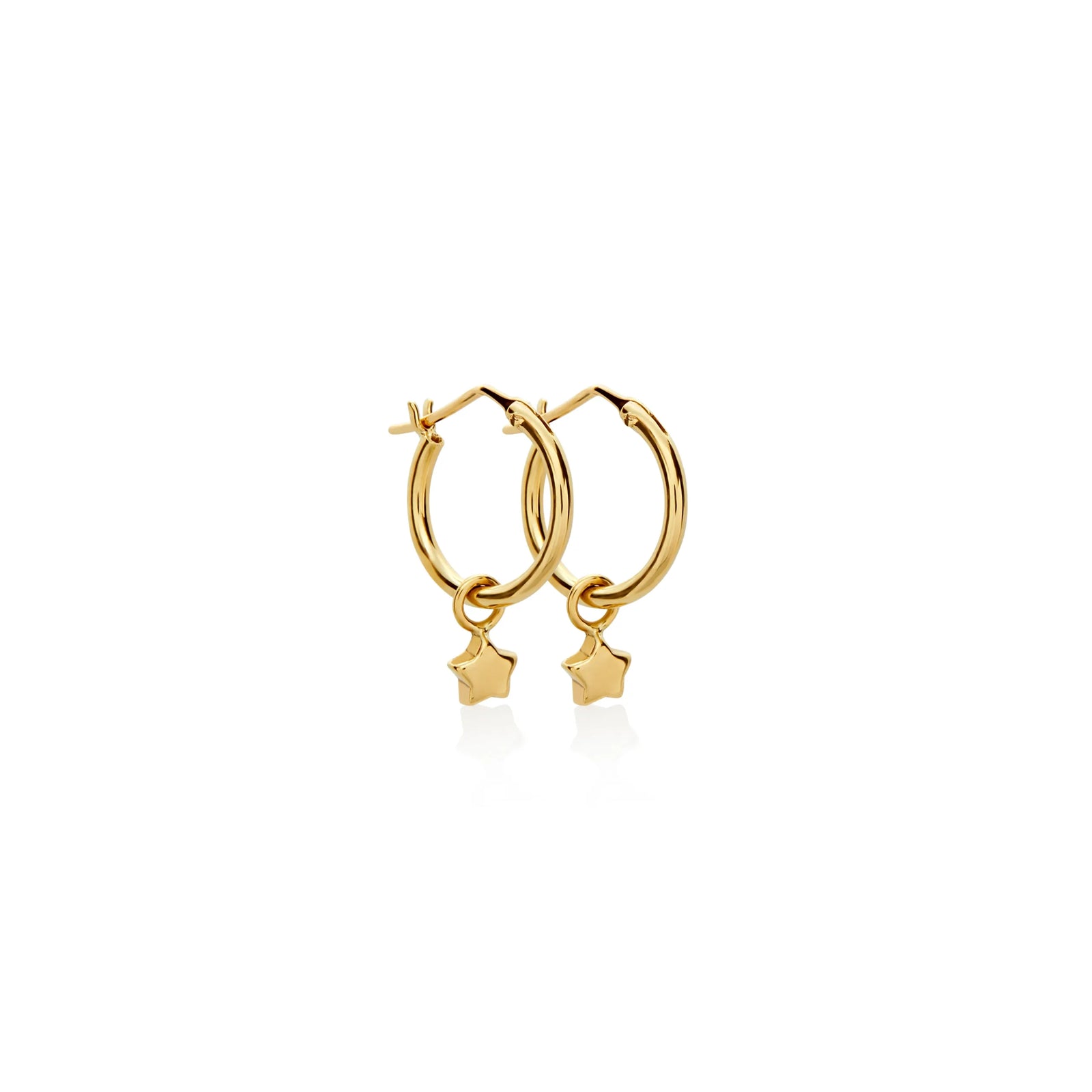 ARGOLLAS DELGADAS CON DIJES DE ESTRELLA BOMBÉ EN ORO 18K - Image 1