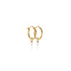 ARGOLLAS DELGADAS CON PERLA CHICA EN ORO 18K
