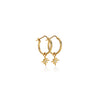 ARGOLLAS DELGADAS CON DESTELLO Y DIAMANTE EN ORO 18K