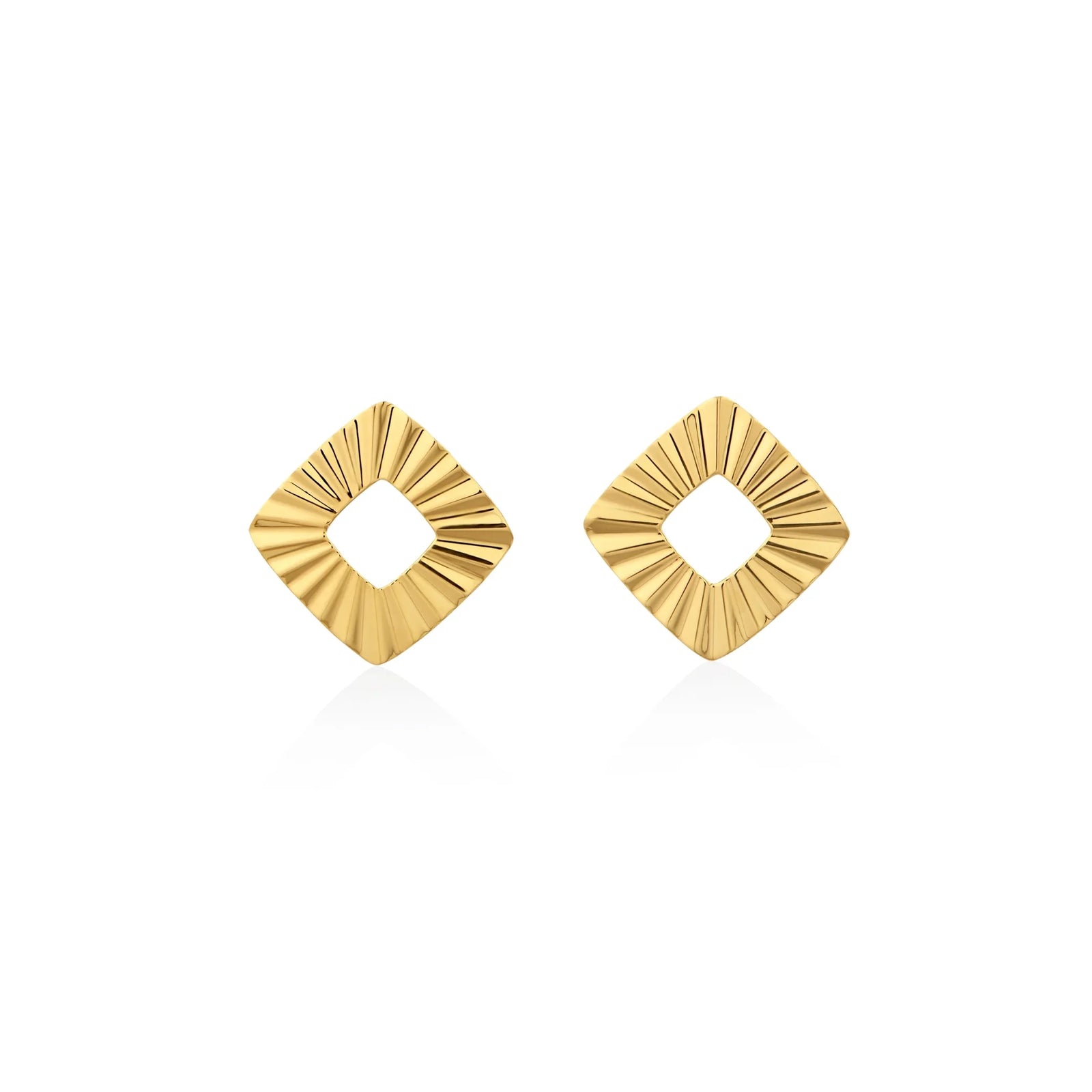 ARETES ONDEADO ROMBO EN ORO 18K - Image 1