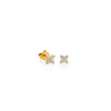 ARETES PIERCING DIAMANTES TRÉBOL EN ORO 18K