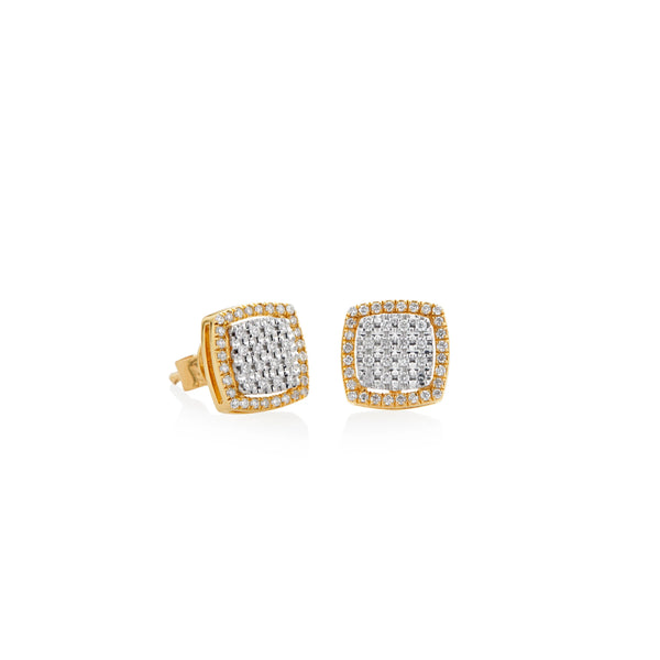 ARETES ROSETA DIAMANTES CUADRADA EN ORO 18K