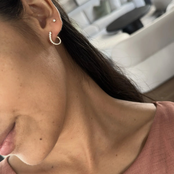 ARGOLLAS DIAMANTES GOTA TIRABUZÓN EN ORO 18K - Secondary