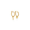 ARGOLLAS DELGADAS CON LLAVE Y CANDADO EN ORO 18K