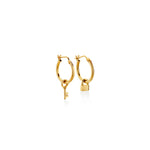 ARGOLLAS DELGADAS CON LLAVE Y CANDADO EN ORO 18K - Thumbnail 1