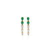 ARETES DIAMANTES Y ESMERALDAS GOTA EN ORO 18K