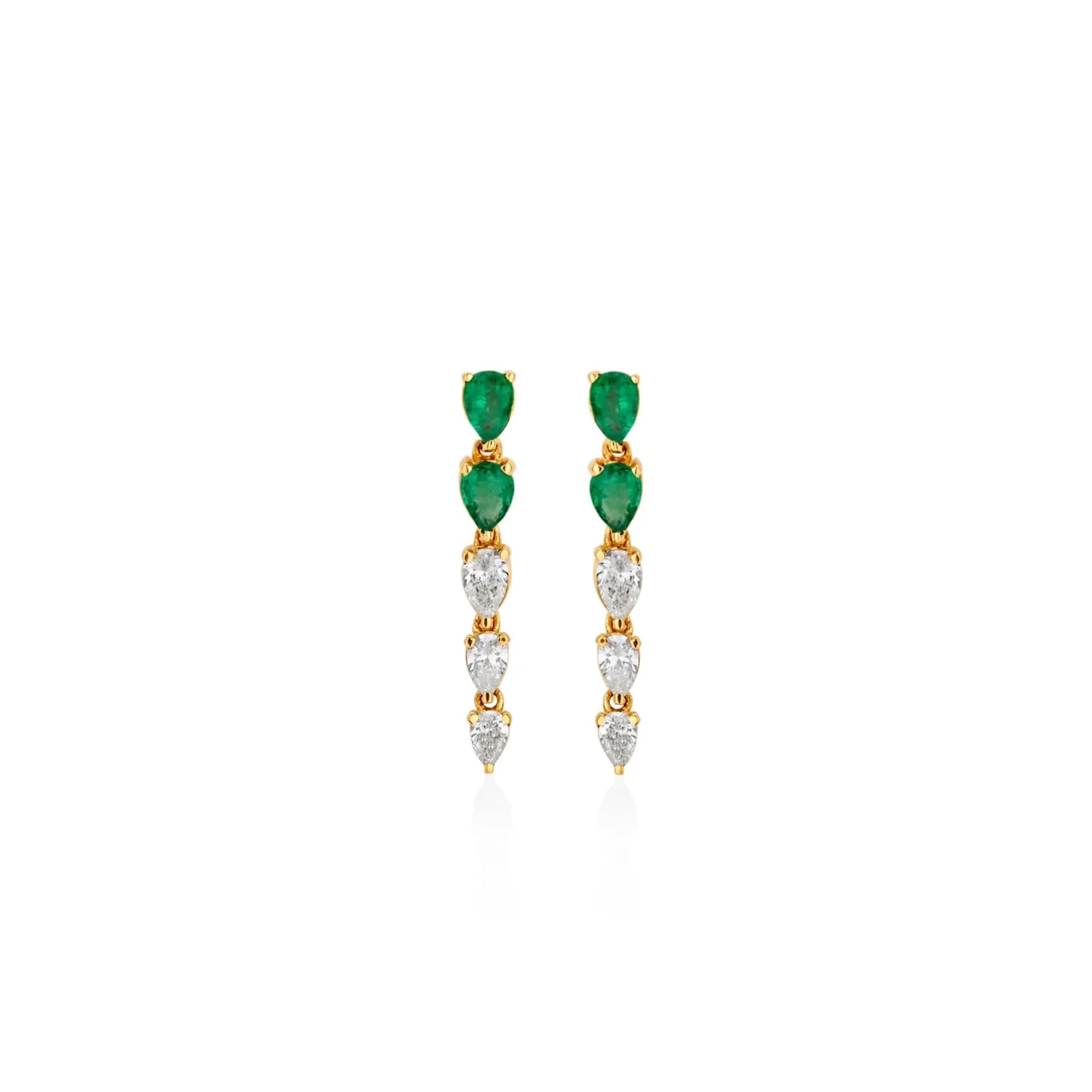 ARETES DIAMANTES Y ESMERALDAS GOTA EN ORO 18K - Image 1