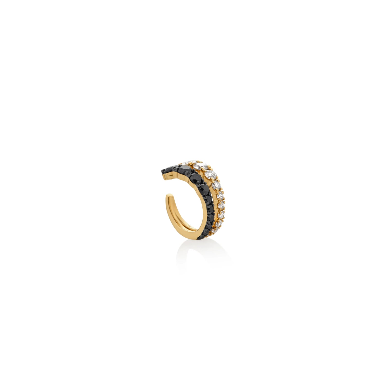 EAR CUFF DIAMANTES NEGROS Y DIAMANTES EN ORO 18K - Image 1