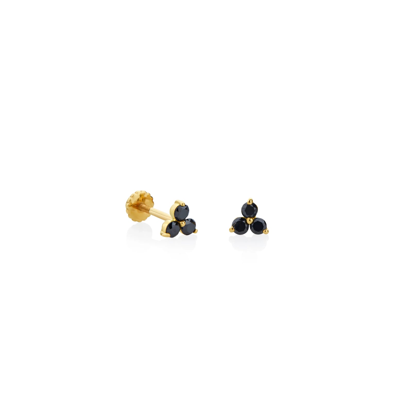 ARETES PIERCING TRIO DIAMANTES NEGROS 0.28CT EN ORO 18K - Image 1