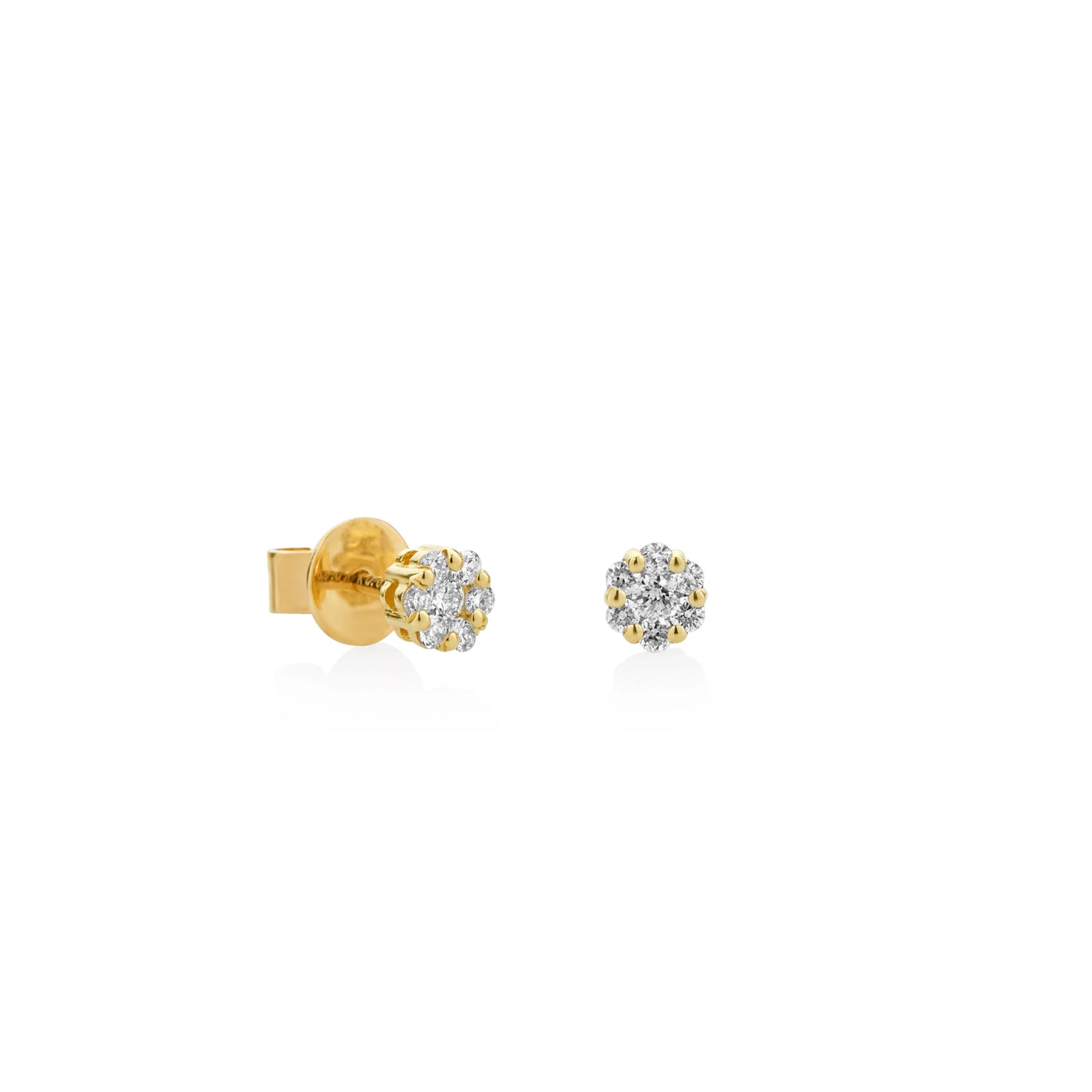 ARETES PIERCING ROSETA MINI REDONDA DIAMANTES 0.20CT EN ORO 18K - Image 1