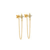 ARETES DESTELLO DIAMANTES Y CADENA EN ORO 18K