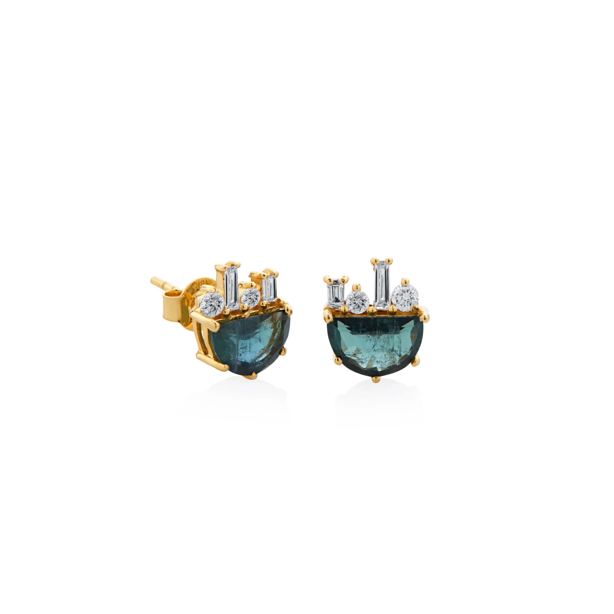 ARETES DIAMANTES Y TURMALINA VERDE EN ORO 18K - Gallery 1