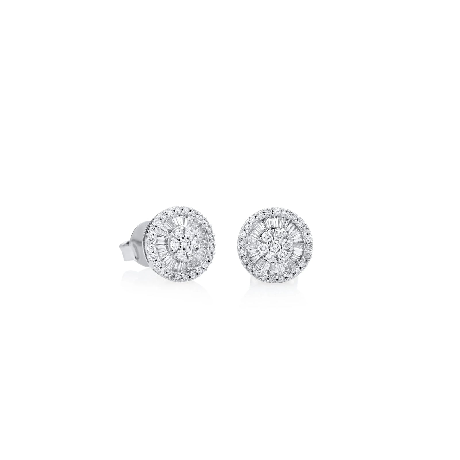 ARETES DIAMANTES BAGUETTE RAYOS EN ORO BLANCO 18K - Image 1