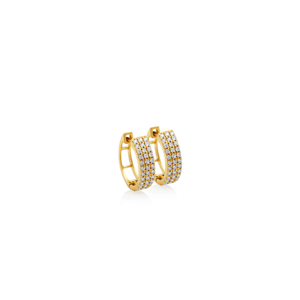 ARGOLLAS DIAMANTES TRIPLE FILA EN ORO 18K
