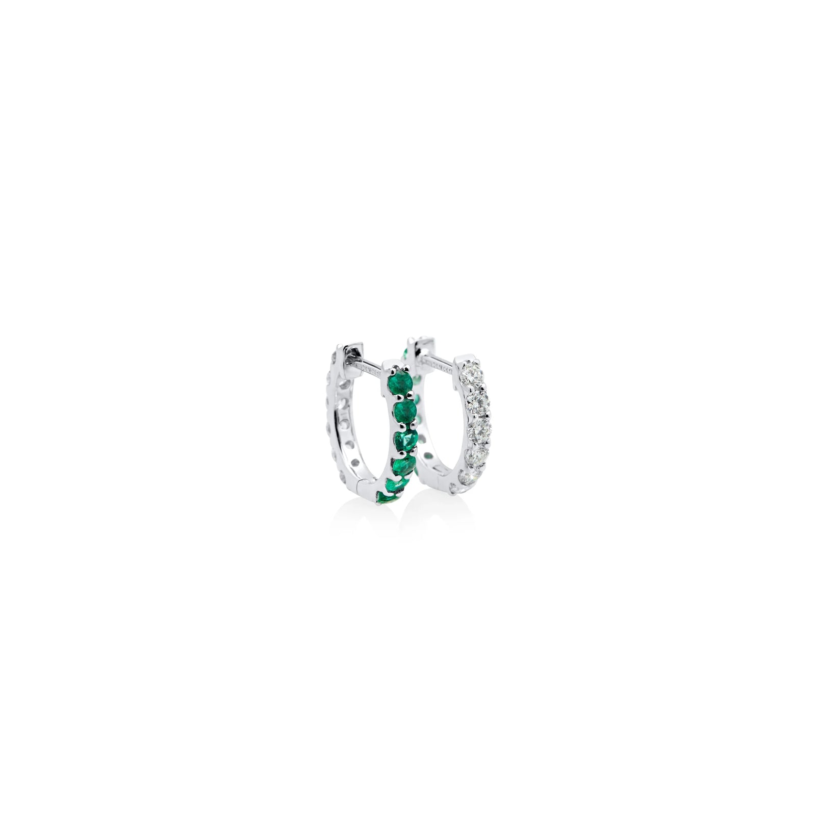 ARGOLLAS DIAMANTES Y ESMERALDAS EN ORO BLANCO 18K - Image 1