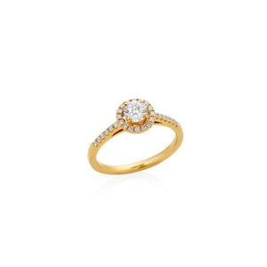 ANILLO DE COMPROMISO DIAMANTE GIA 0.40CT Y HALO DIAMANTES EN ORO 18K