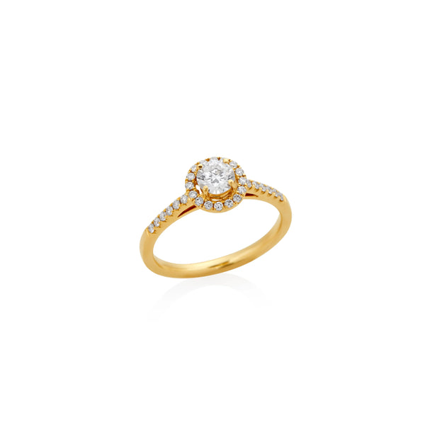 ANILLO DE COMPROMISO DIAMANTE GIA 0.40CT Y HALO DIAMANTES EN ORO 18K