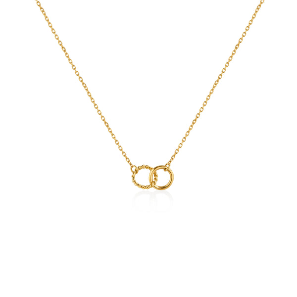 COLLAR ARO LISO Y ENTORCHADO EN ORO 18K