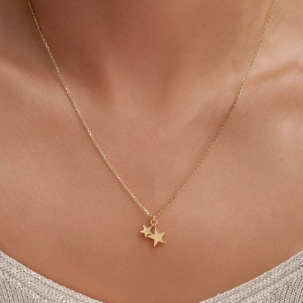 COLLAR ESTRELLA DOBLE EN ORO 18K - Secondary
