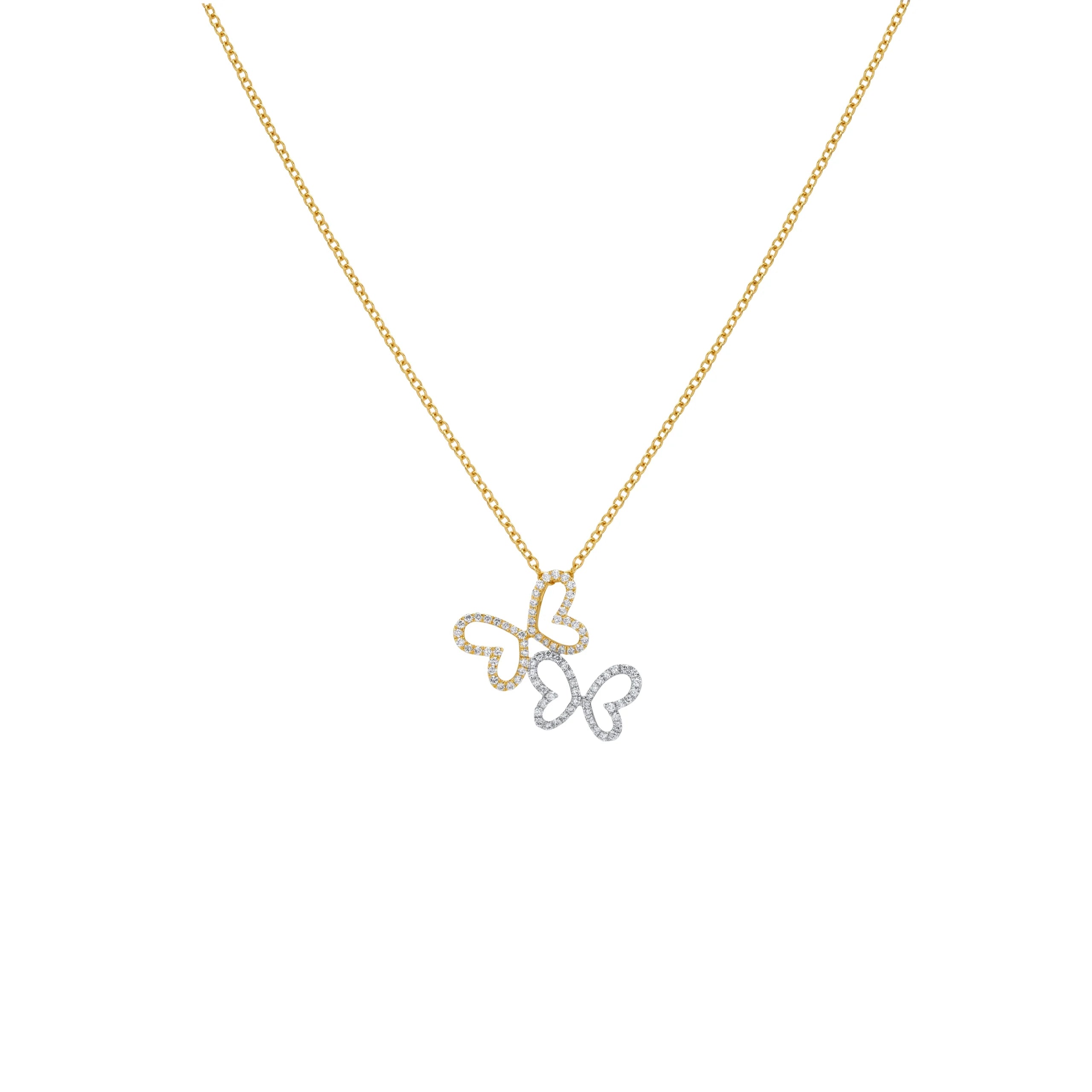 COLLAR MARIPOSAS DIAMANTES EN ORO BLANCO Y AMARILLO 18K - Gallery 1