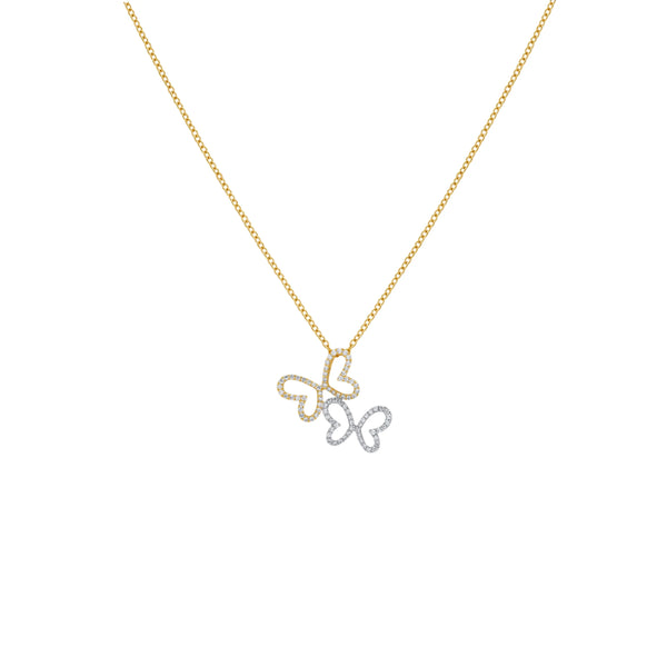 COLLAR MARIPOSAS DIAMANTES EN ORO BLANCO Y AMARILLO 18K