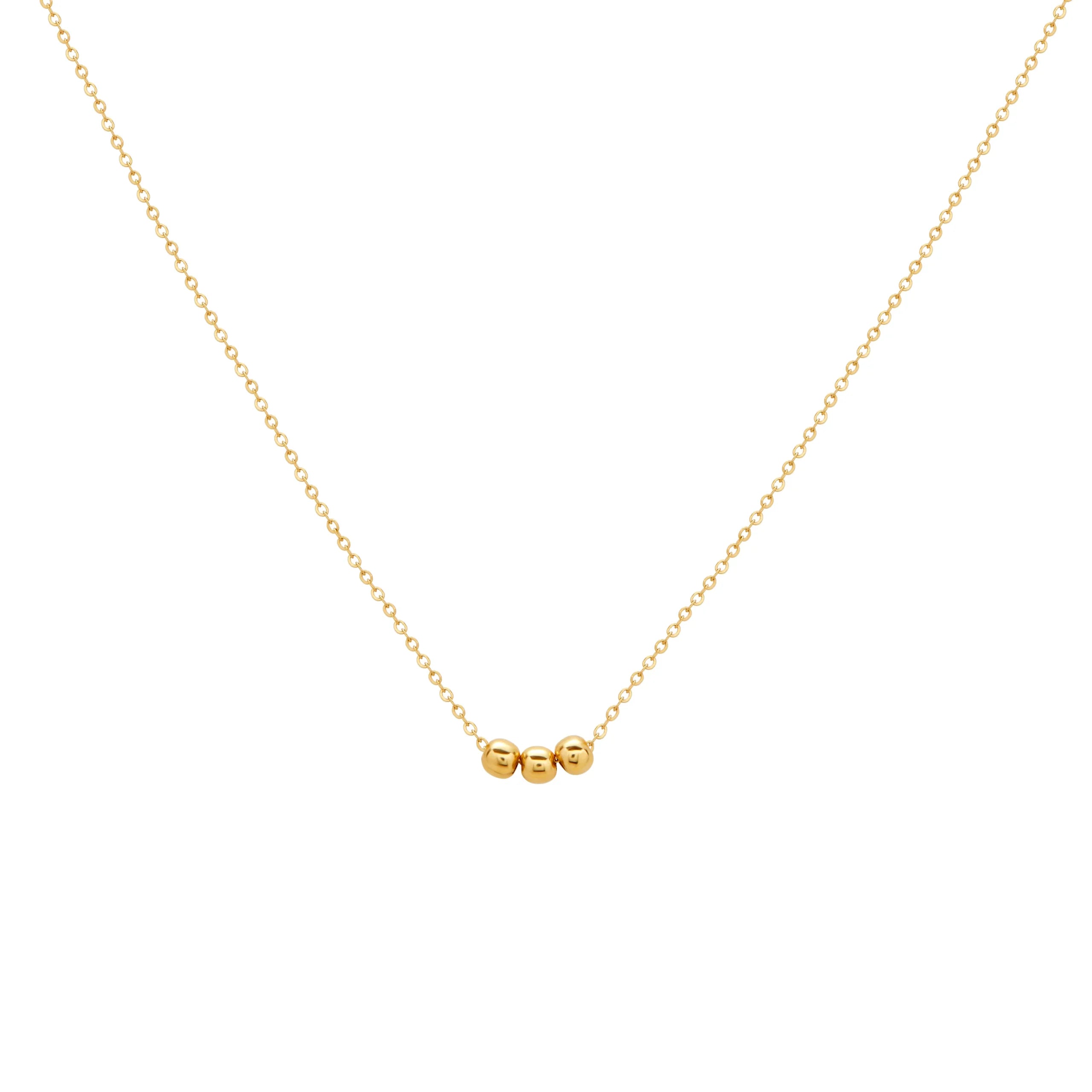 COLLAR BOLITA TRIPLE CADENA PRISMA EN ORO 18K - Gallery 1