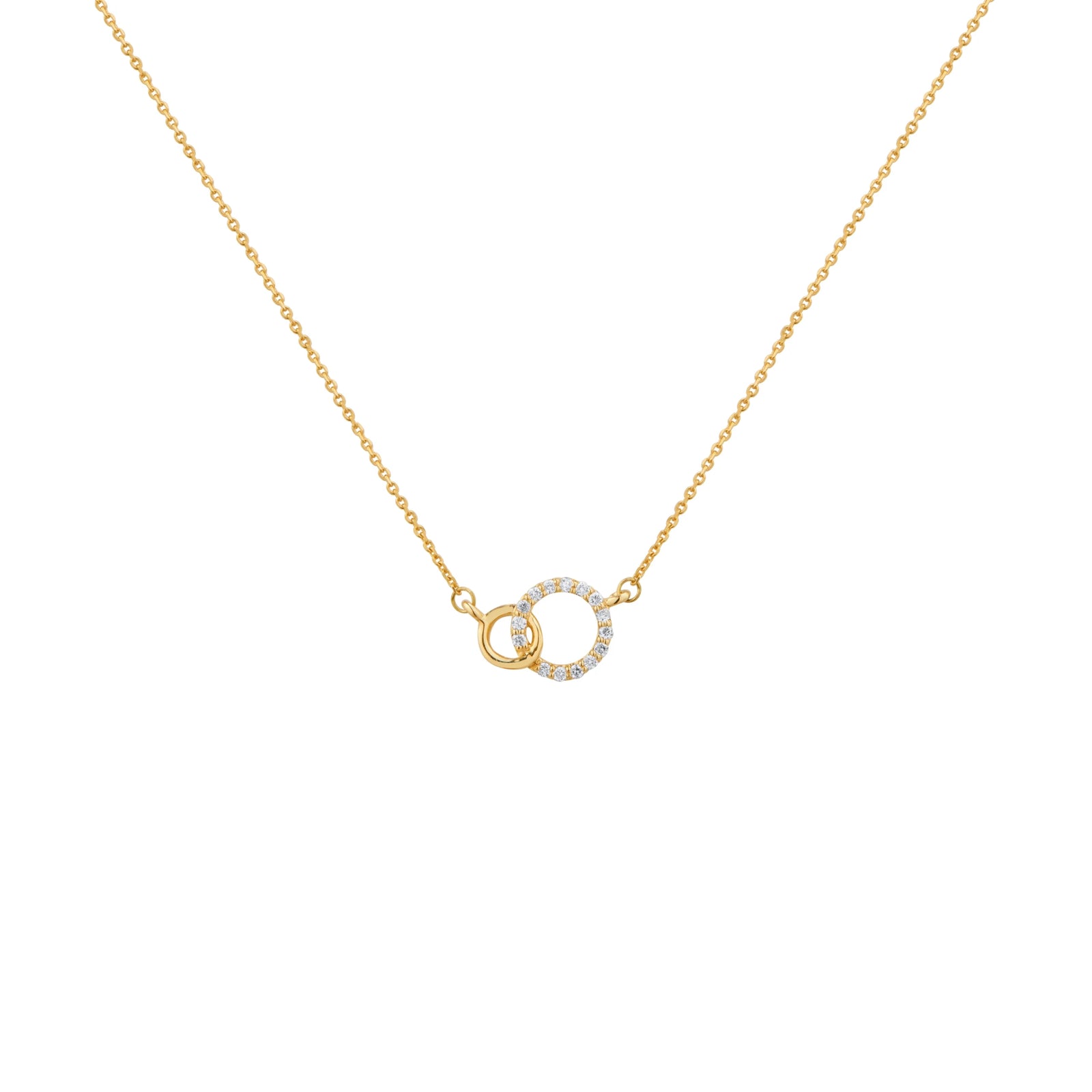 COLLAR DIAMANTES 2 AROS ENTRELAZADOS EN ORO 18K - Image 1